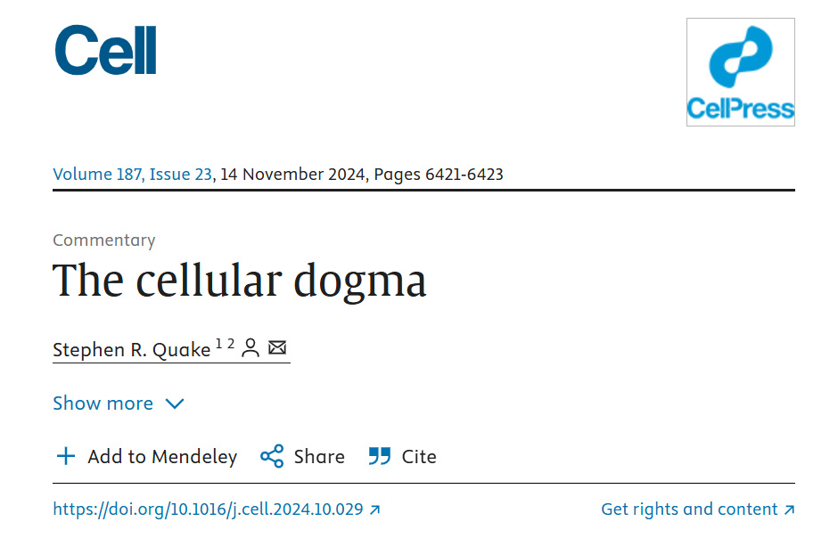 Cell：在“中心法则”之外，或存在另一套神秘的生命法则
