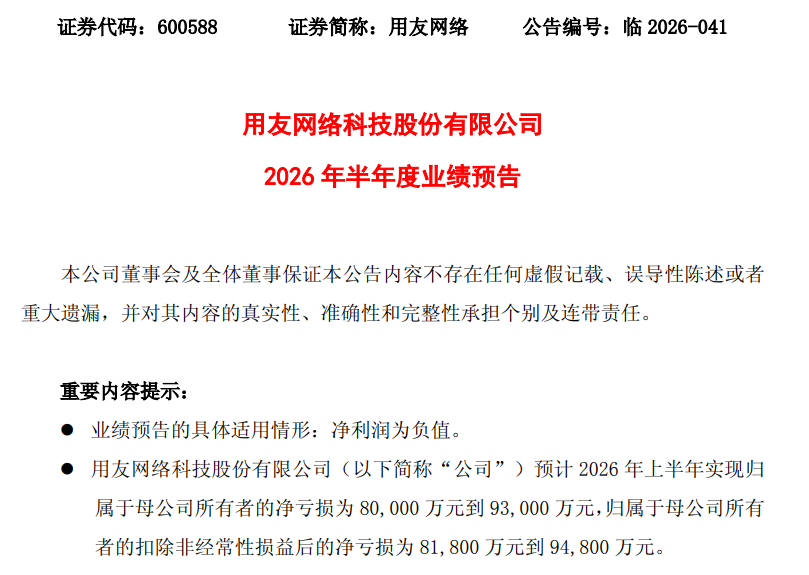 图4：用友网络2026年半年度业绩公告